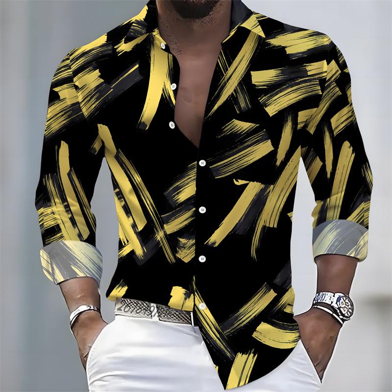 2026 New Men's Shirt Fashion Printed Long Sleeve Shirt Trendy Collar Single breasted Fashion Casual Men's Top S-6XL