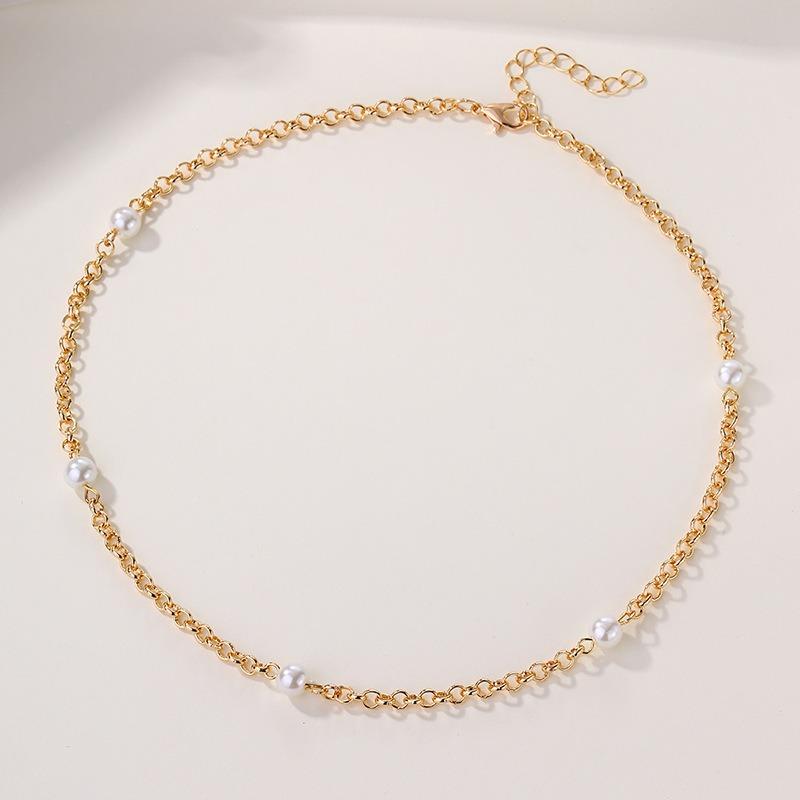 Single chain necklace jewelry simple women's light luxury high-end neck chain light luxury pearl bracelet