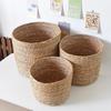 Hand-Woven Cylindrical Plant Basket with Liner & Handle