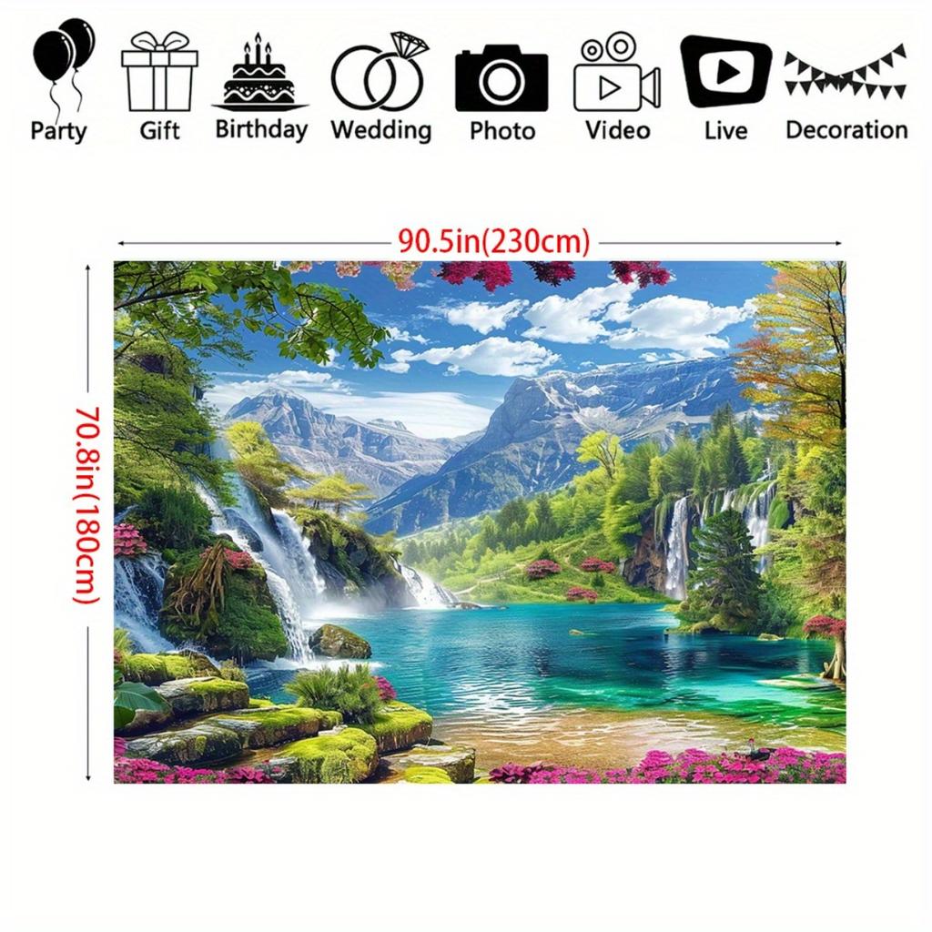 Vibrant Valley Scenery Backdrop - Made of Polyester Fiber - Decorative Item with Valley Theme