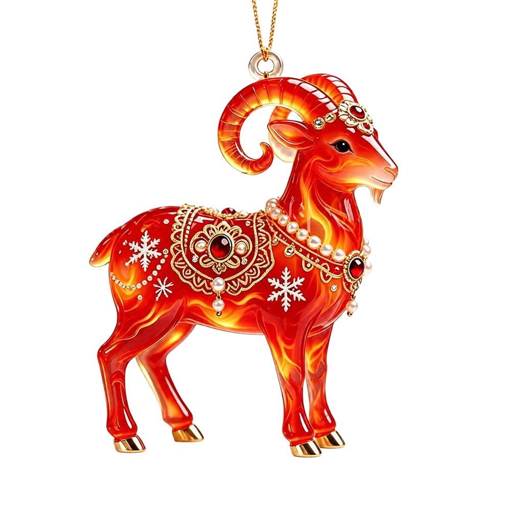 2D Flat Goat Pendant Shining Animal Hanging Decoration Zodiac Goat Souvenir  Shop Window Display