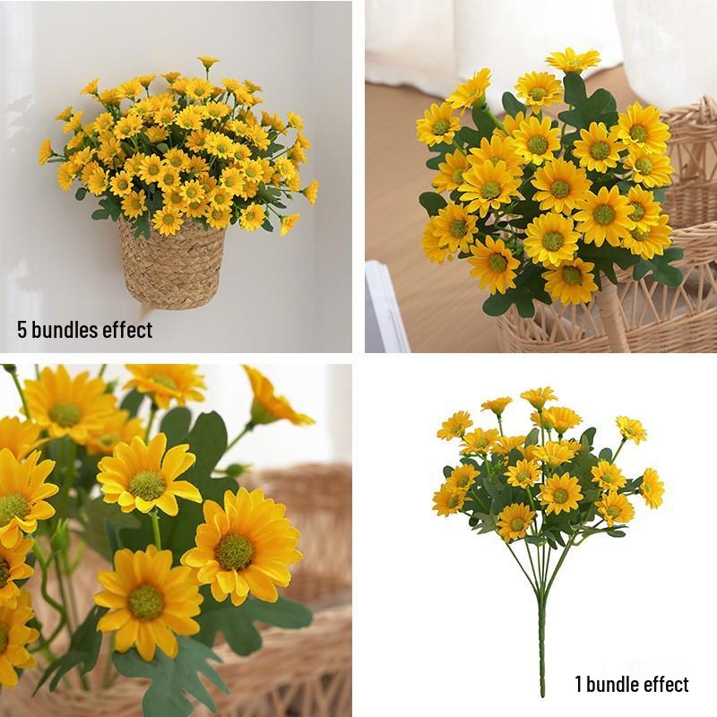 Little Daisy Chamomile Artificial Flower Arrangement - Dried Silk Bouquet for Table Decor and Photo Props.