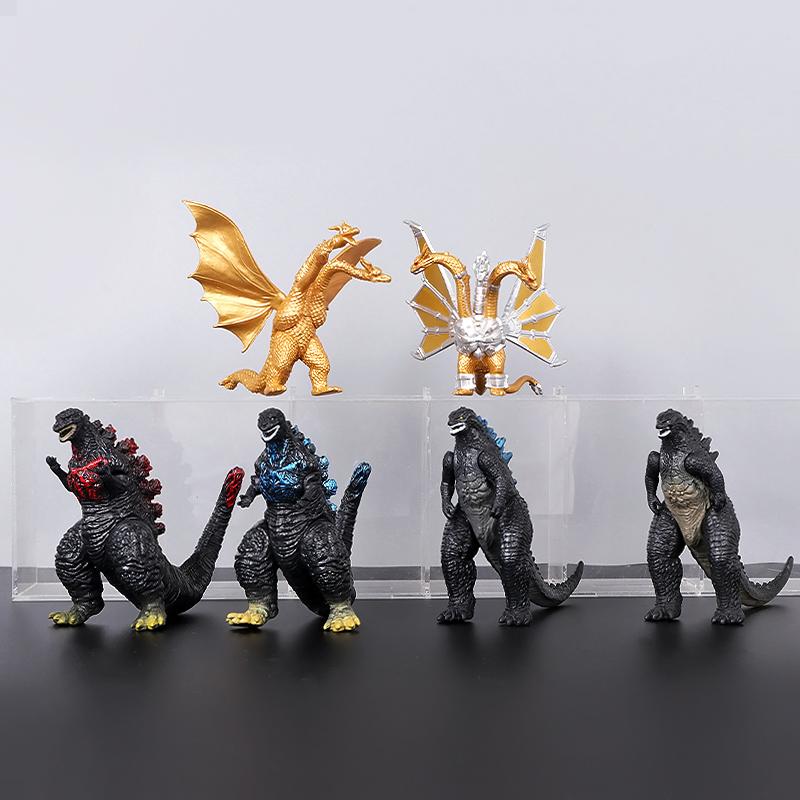 New 10cm Godzilla VS Kingkong Gojira Soft Glue King Ghidorah Action Figure Movable Joints Model Toys For Kid Boy Gift