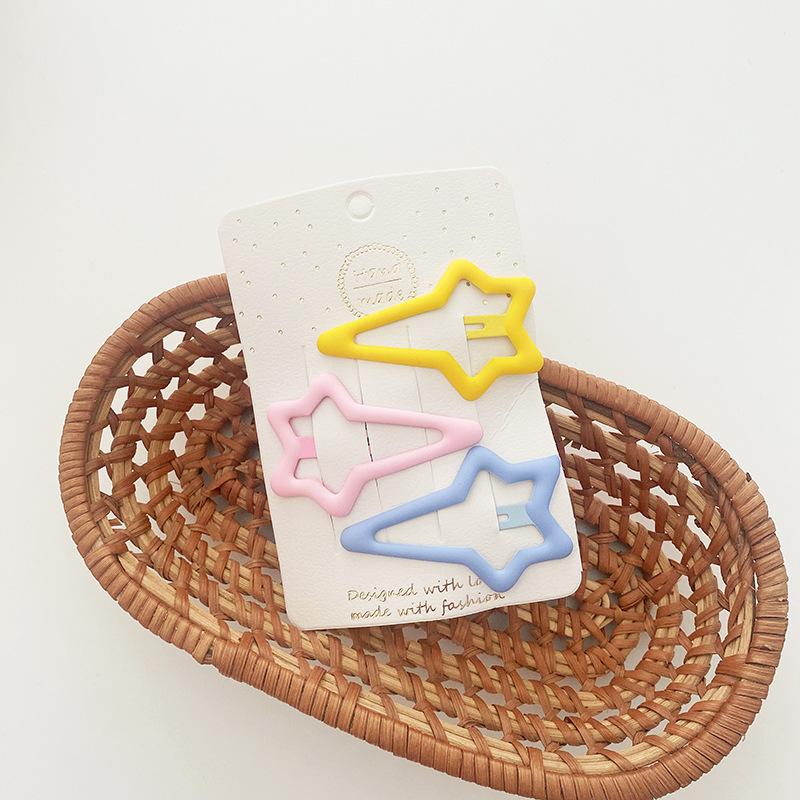 Épingles à cheveux simples givrées pour filles, 3 pièces, pinces à cheveux carrées, ovales, Triangle, pour enfants, épingles à cheveux, cliquez sur clac