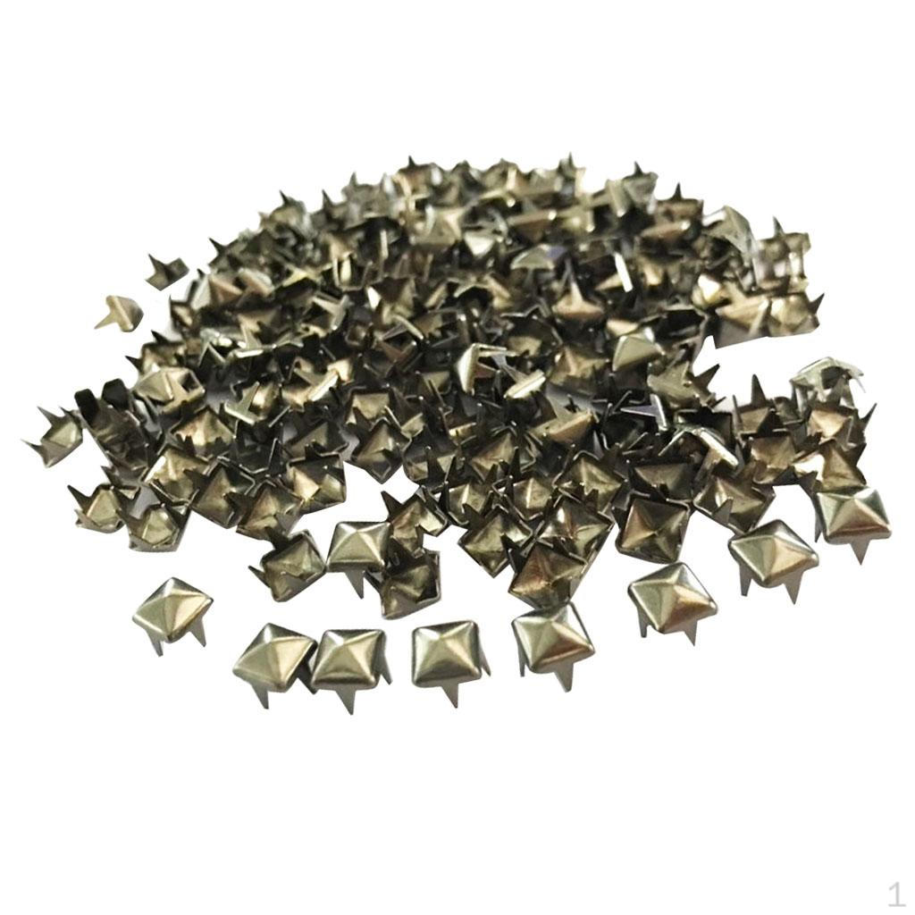 

300 Пуговица с заклепками для ногтей в стиле панк, кожаное украшение — серо-черный, 4 мм