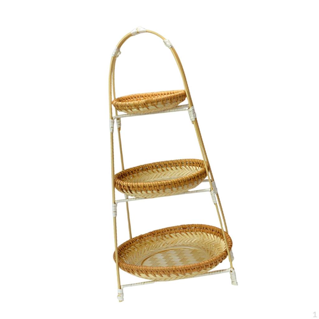 Bambuskorb Tablett Obstständer Servieren Handgefertigt Gewebt Aufbewahrung für Festival