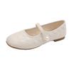 Fashion Pearl Strap Flat Shoes Autumn New Round Toe Shallow Mouth Soft Sole Non-slip Low-top Single Shoes