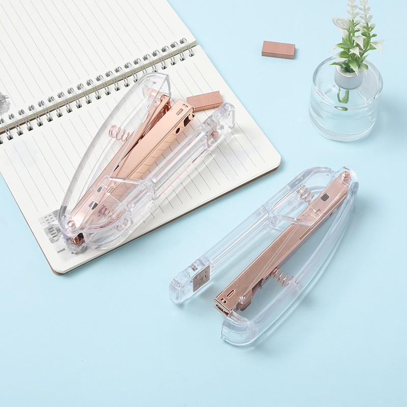 Rose Gold Transparent 24/6 Stapler: Luxurious, Stylish, and Labor-Saving Office Supply