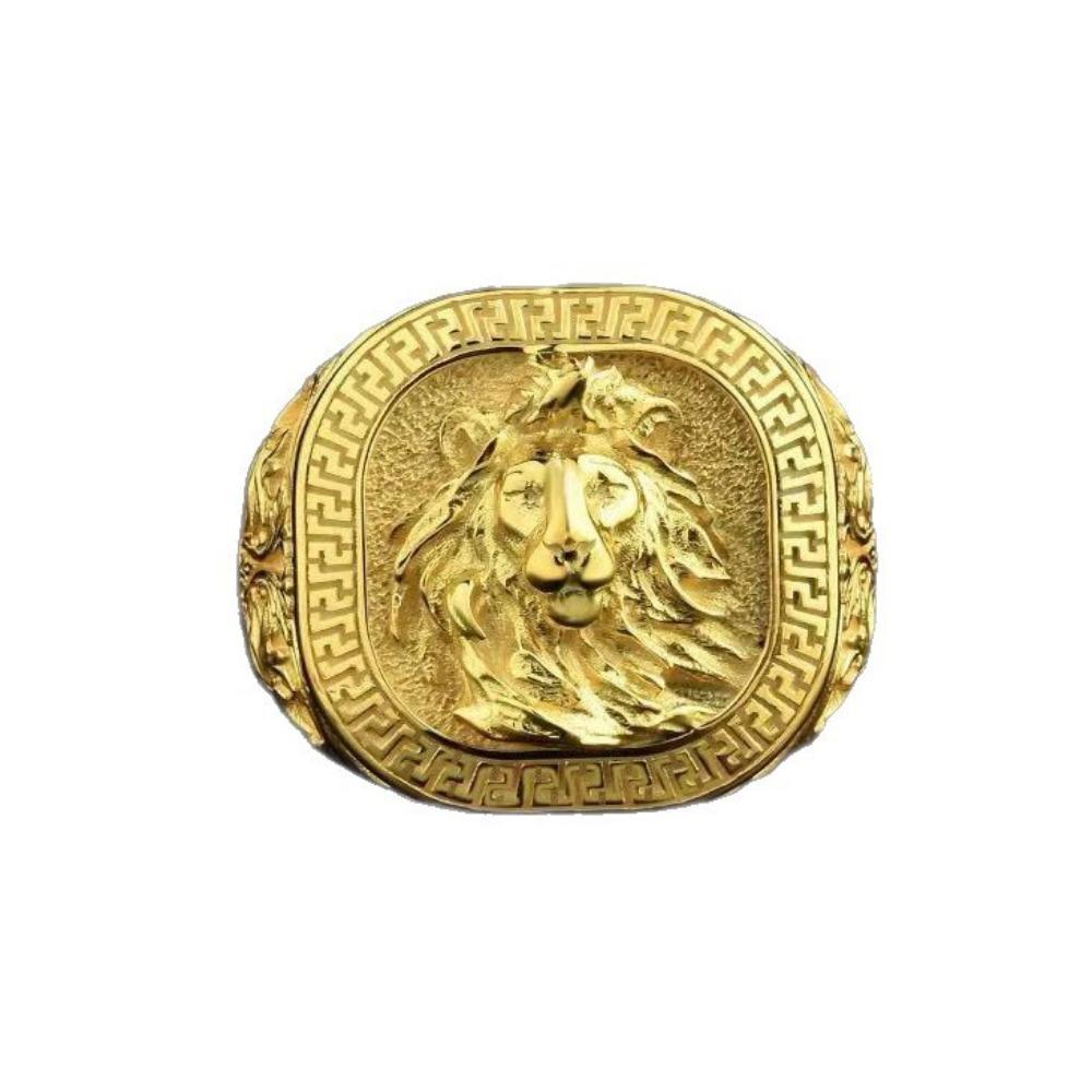 Luxury European and American New Men's Rings, Creative Lion Men's Rings, Animal Rings, Punk Style, Real Gold