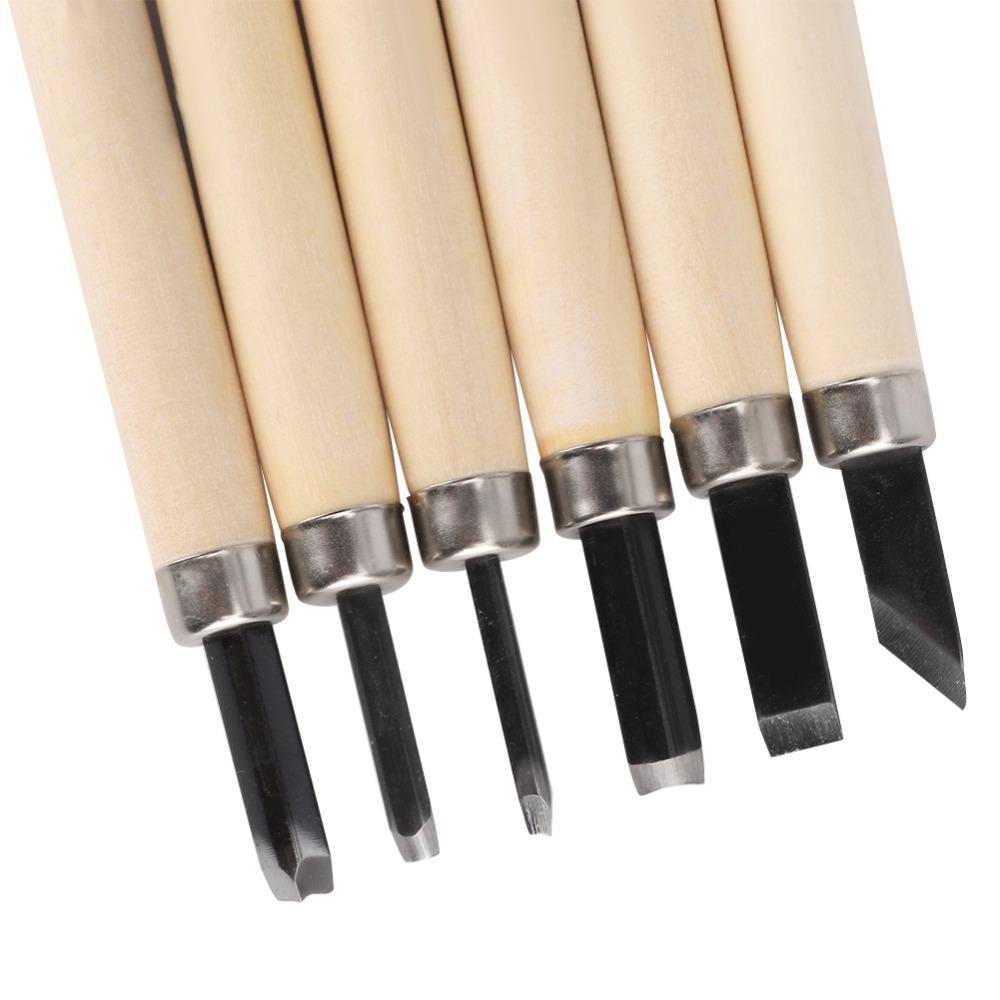6pcs Wooden Handle Wood Carving Tool Steel Woodworking Tool Wood Carving Knife DIY Craft