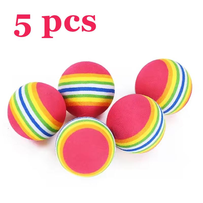 5/10/30PCS Rainbow EVA Cat Toys Ball Interactive Cat Dog Play Chewing Rattle Scratch EVA Ball Training Balls Pet Toys Supplies S