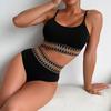 New Webbing High Waist Sexy Halter Bikini Split Swimsuit Women