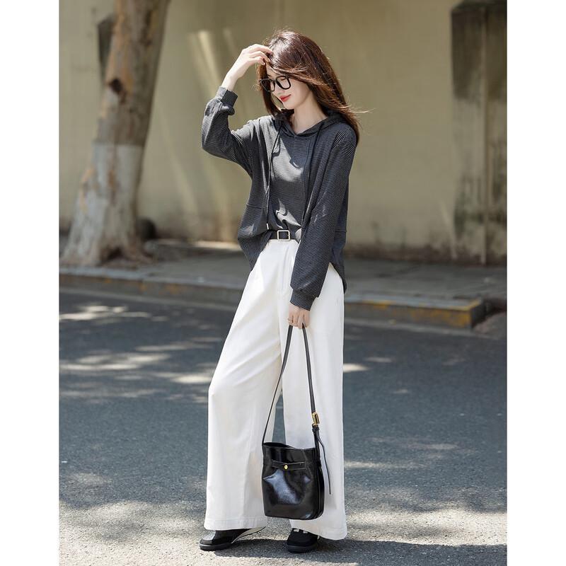 

Demana Women s Striped Hooded Drop-Shoulder Jacket M