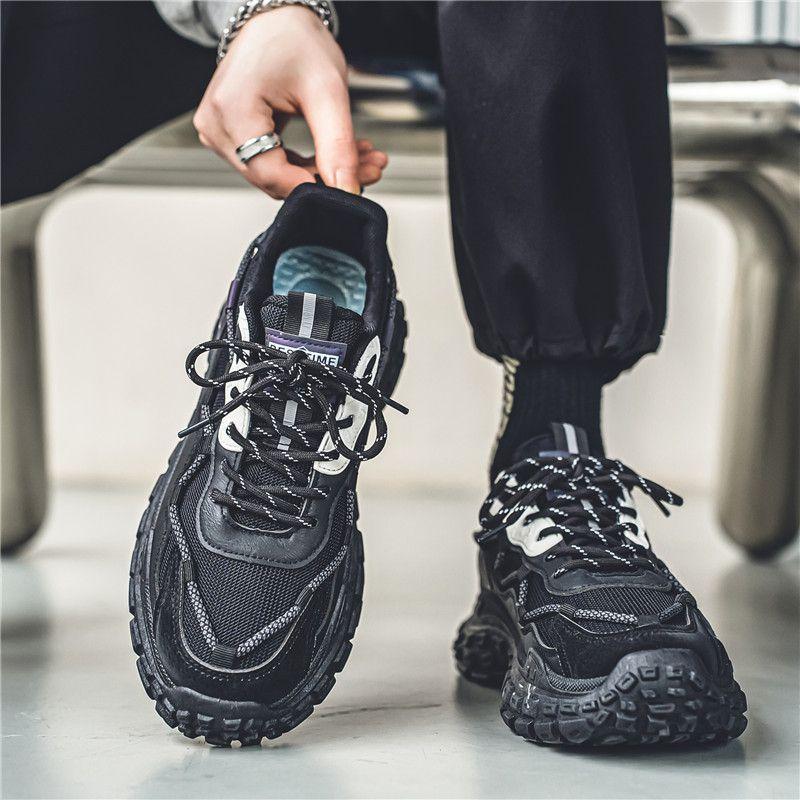 Mesh Male Shoes Men's Casual Sneakers Thick Platform Black Comfortable Size 9 Lightweight Tourist Original Fashion on Sale Jump