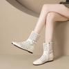 Krazing Pot Cow Split Leather Round Toe Size 43 Increaseing Summer Boots Fashion Hollow Decorations Buckle Summer Boots