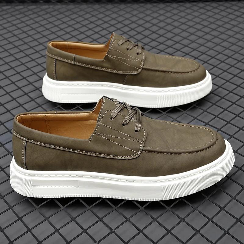 

Модные уличные ретро-обувь из кожи для мужчин, весна-осень, деловая рабочая обувь, британский стиль, толстая подошва, нескользящая обувь из бычьей кожи, мужская 45 хаки