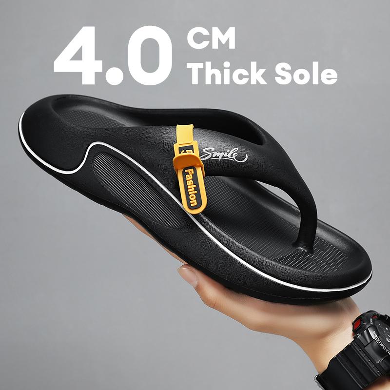 Fashion Men's flat slippers summer thick soft sole eva slippers outdoor beach sandals women's 45 non-slip comfortable bathroom slippers