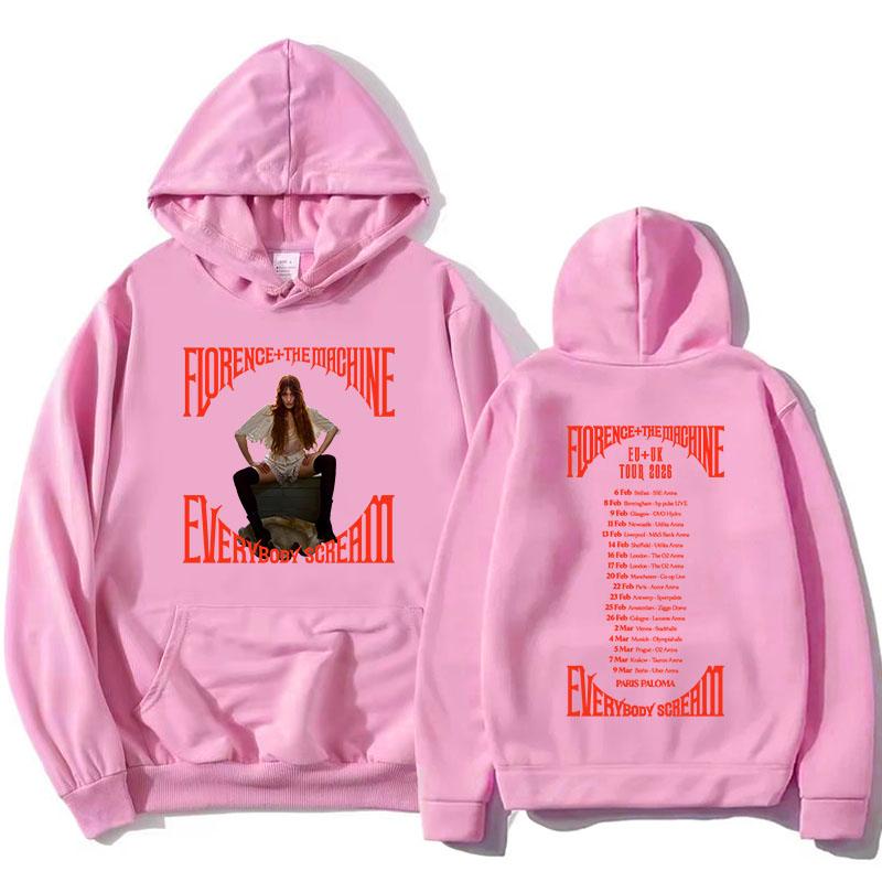 

Everybody Scream Tour 2026 Hoodies Florence + The Machine Rock Band Sweatshirt Long Sleeve Fleece Pullovers Print Clothes XS