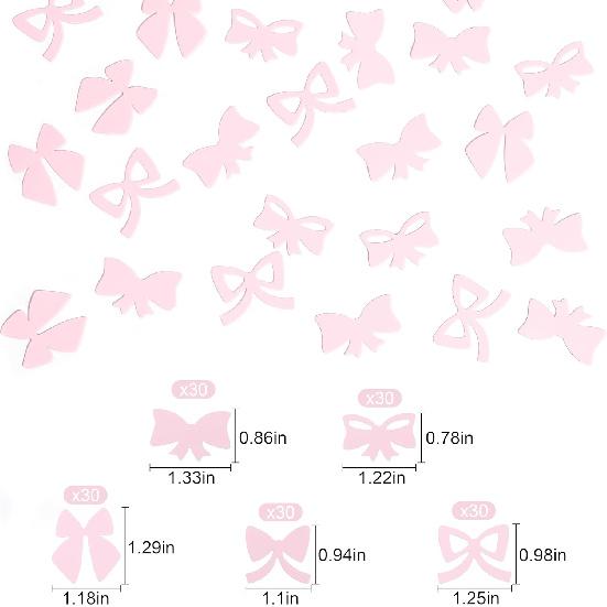 Coquette Girly First Birthday Party Decorations - Pink Bow Confetti, Baby Shower Decor, She's Tying The Knot, 1st Birthday Cake Smash