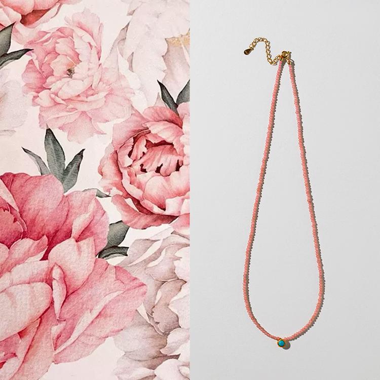 Su Xi s New Chinese Style Natural Rhodochrosite Red Vein Stone Beaded Necklace, Niche National Style New Chinese Style Necklace Su Xi（about42+5cm）
