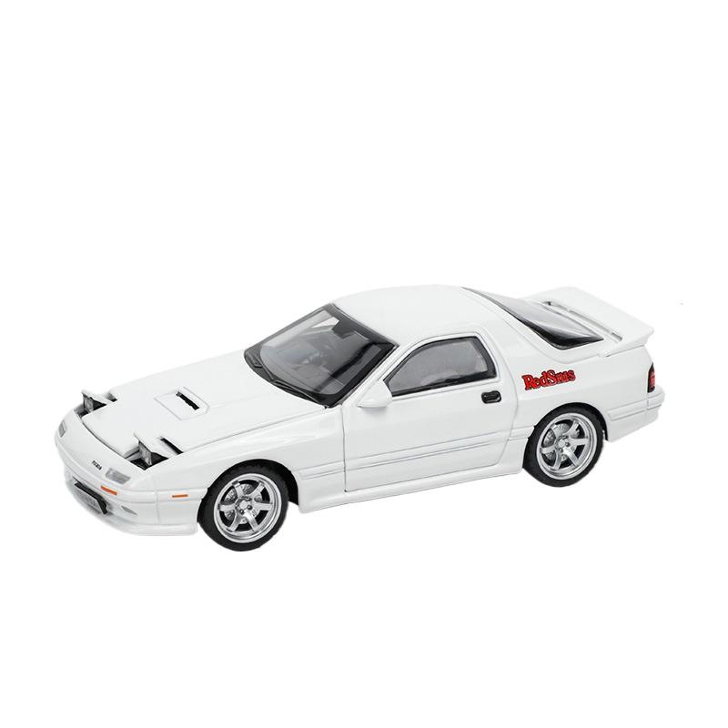1/32 Mazda RX7 Initial D Miniature Diecast RX-7 Toy Car Model Sound & Light Doors Openable Collection Gift for Children Boy Kid