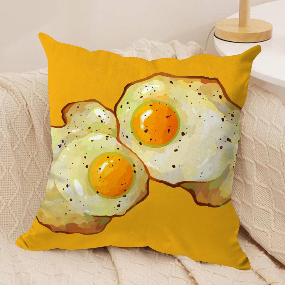 Funny Food Fried Egg Cushion Cover Short Plush Doublesided Print Square Throw Pillow Covers Sofa Home Cushion Decor