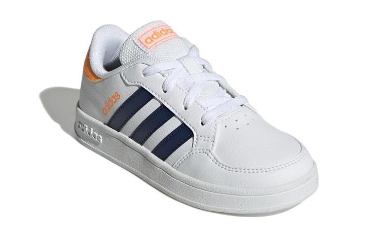 Adidas Neo Breaknet K Synthetic Leather Comfortable Abrasion Resistant Low top Kids' Skateboarding Shoes White Yellow GW2889