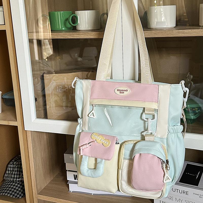 Uczeń Szkoły Podstawowej Harajuku Torba Szkolna Duża Pojemność Blokowanie Kolorów Japońska Uczennica Szkoły Podstawowej Świeży Plecak Kampusowy Torba do Korepetycji