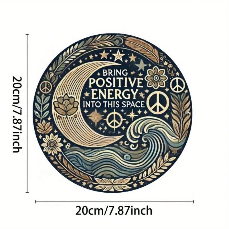 1 Pc Round Metal Wall Art Decor for Office Living Room Patio (20x20 Cm)
