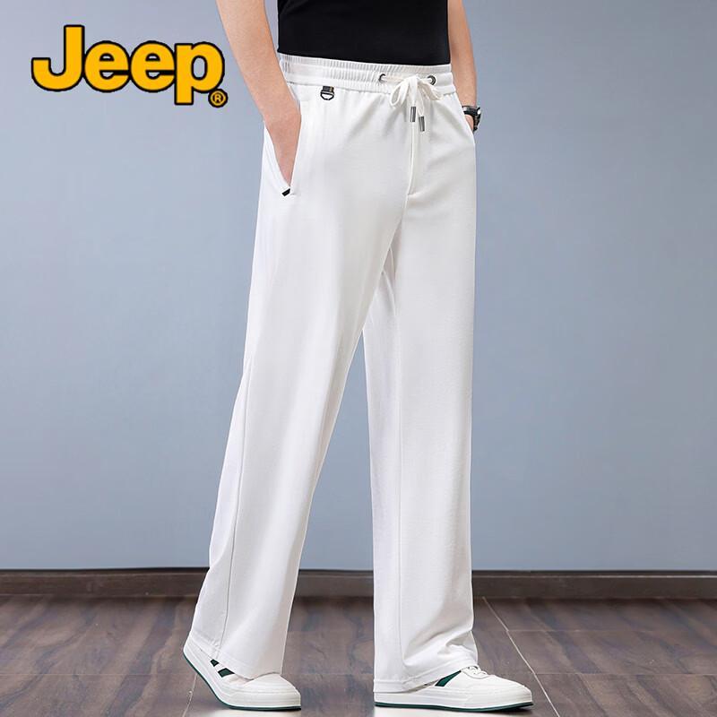 JEEP Men s Mulberry Silk Blend Loose Straight-Leg Casual Pants 3XL
