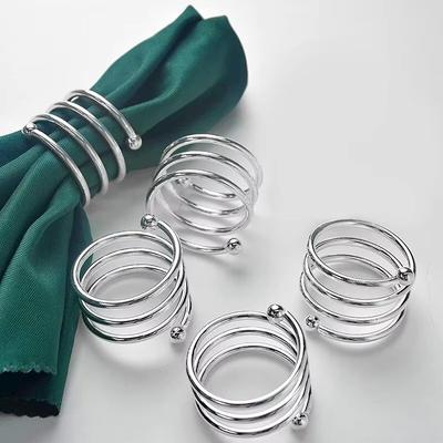 4pcs Double Bead Spring Napkin Ring Metal Electroplating Circle Napkin Buckle Restaurant Hotel Wedding Dinner Table Accessories