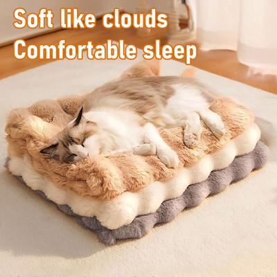 Plush Pet Blanket Thick Orthopedic Dog Cat Mat Waterproof Liner Non-Slip Bottom Removable Washable