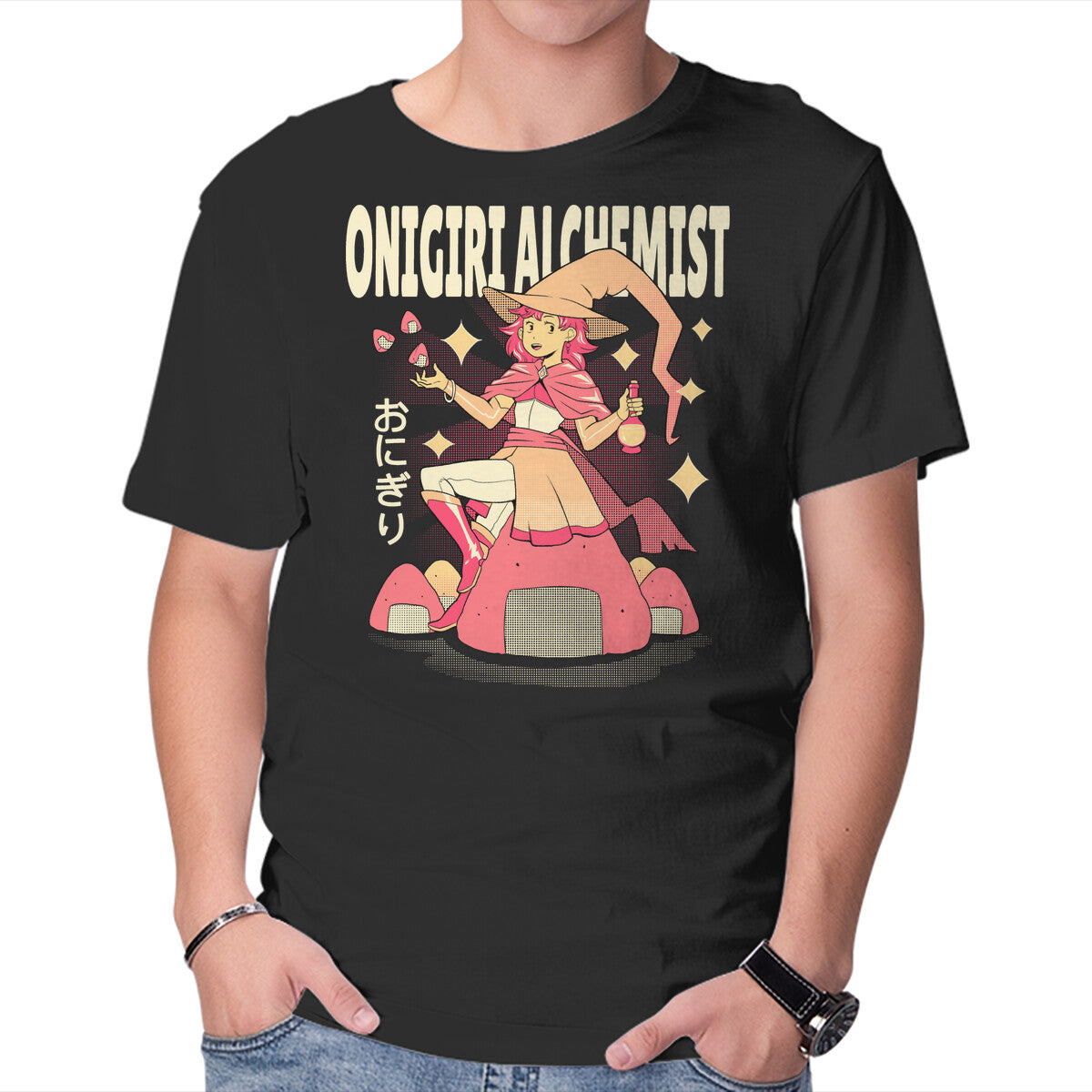 Unisex Crew Neck T-Shirt Onigiri Alchemist Graphic Short Sleeve Casual Tee S