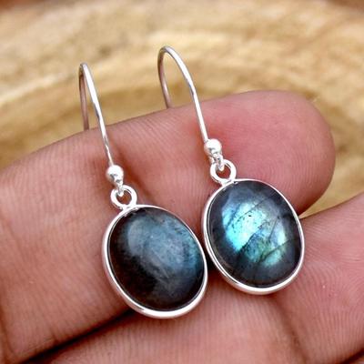 Blue Labradorite Oval Gemstone Handmade Earring, Solid 925 Sterling Silver Earring, Gift For Her, Birthstone Jewelry