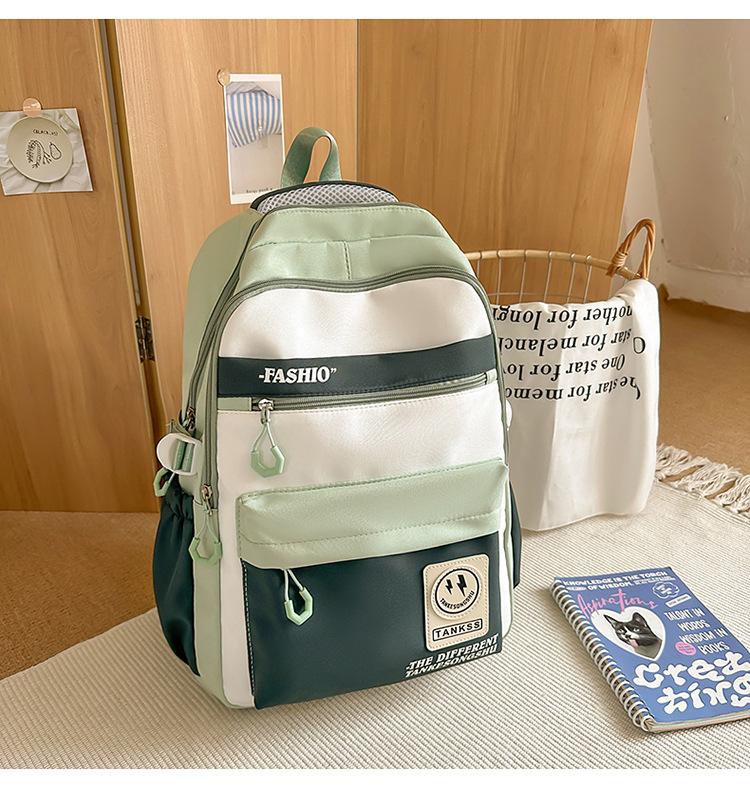 School Bag Korean Version Ins Wind Smiley Face Backpack Campus Junior and High School Students Versatile School Bag Casual Simple Large-capacity