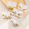 Women Fashion Two Tone Metal Multi Element Geometric Earrings Set C Shape Retro Luxury High Grade Ear Cuffs Studs Ear Jewelry