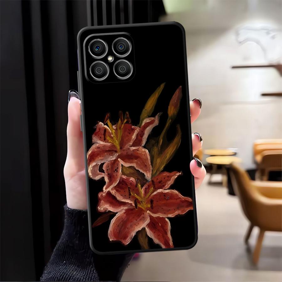 Case for Honor 90 X7 X9a 8X 200 400 Lite X8 Magic5Lite X6 X5b 70 Funda Phone Cover Lily Orchid Flower Print