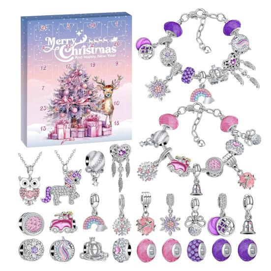 Bracelet DIY Advent Calendar 2025 Bracelet Making Kit Christmas Charm Beads Countdown Calendar Jewelry Making Kit for Adults Teens Girls Xmas Gifts