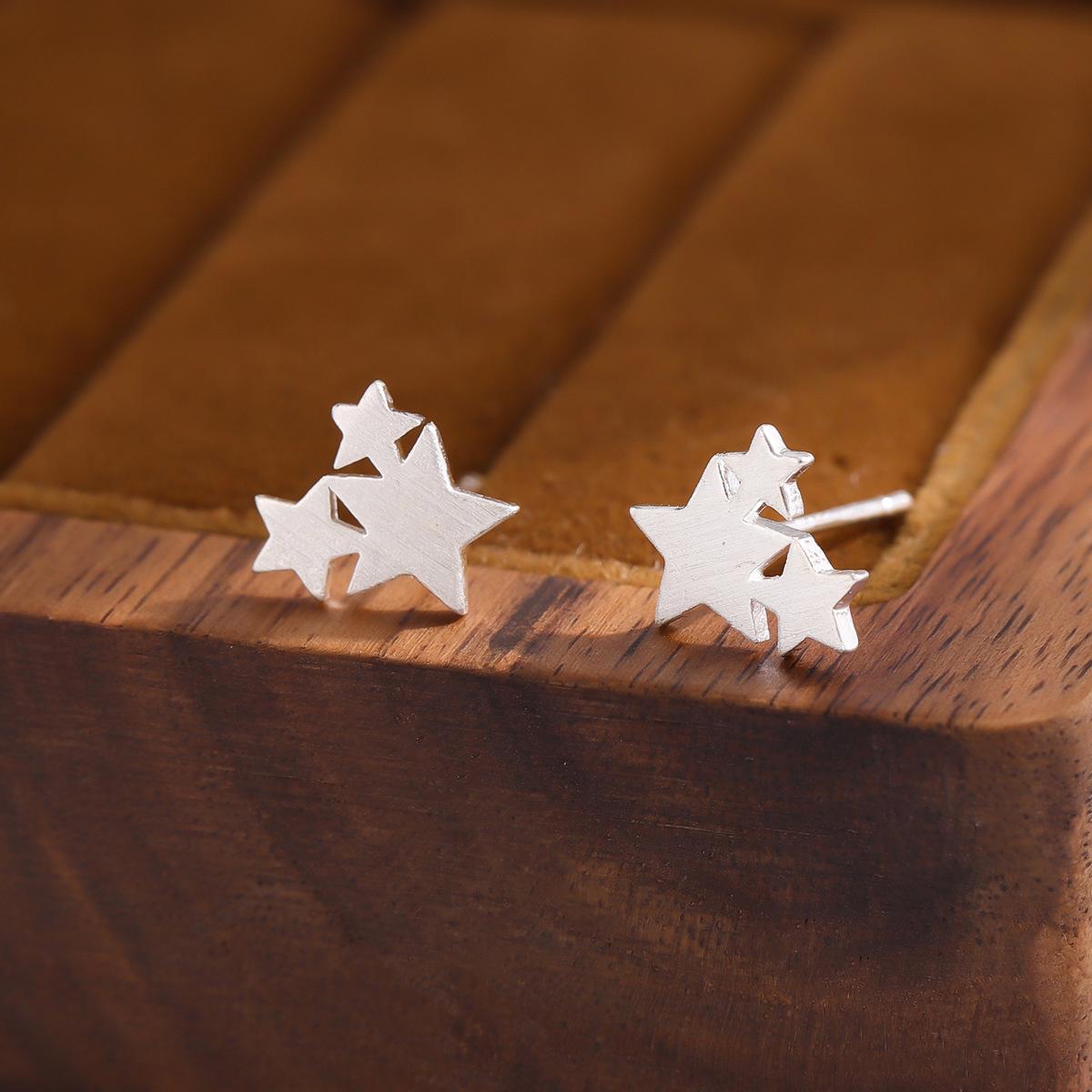 

Trendy Silver Star Stud Earrings for Women