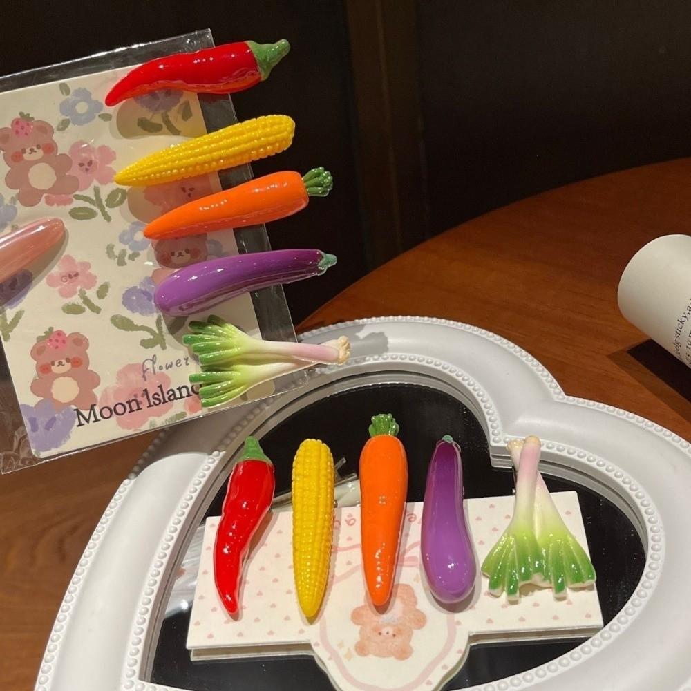 6Pcs/Set Realistic Vegetable Shape Food-Shaped Hairpin Novelty Side Hair Clips Bangs Flyaway Hair