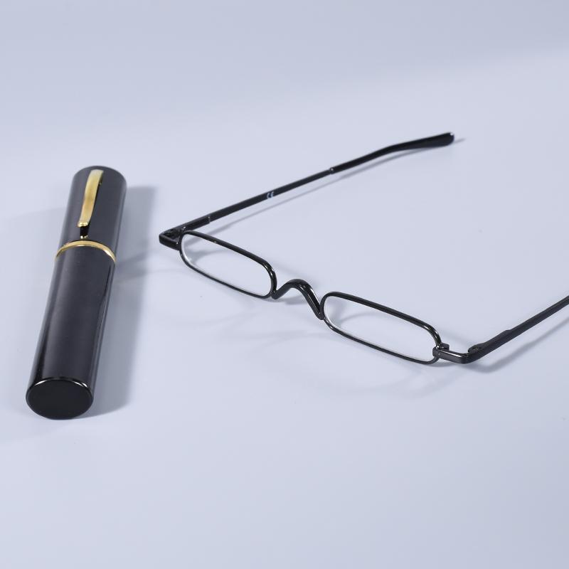 Black Frame Elegant Reading Glasses Metal Frame Ultra-thin Men Women Reading Glasses Portable Mini Reading Presbyopia Eyeglasses