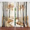 Set Of 2 Style Watercolor Forest Printed Curtain Home Decor Window Treatment Bedroom Office Kitchen Nordic Curtains Made Polyester