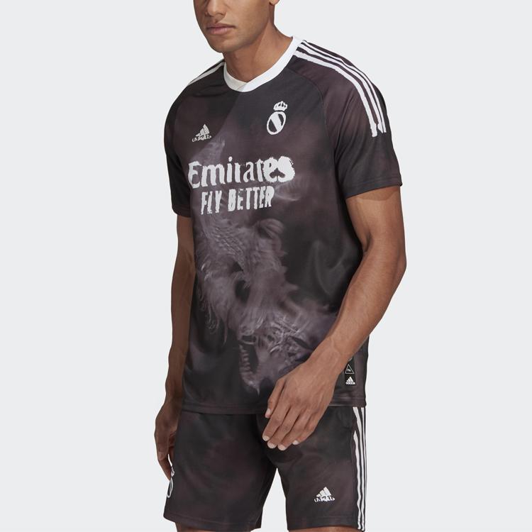 adidas Real Madrid Human Race Jersey Black/White Men Streetwear GJ9110