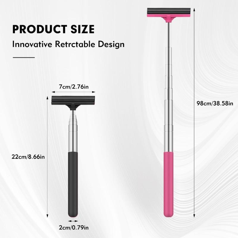 Justerbar Infällbar Bilspegel Skrapa Vikbar Verktyg för Effektiv Rengöring av Fönster Vindrutor Duschdörrar 2st