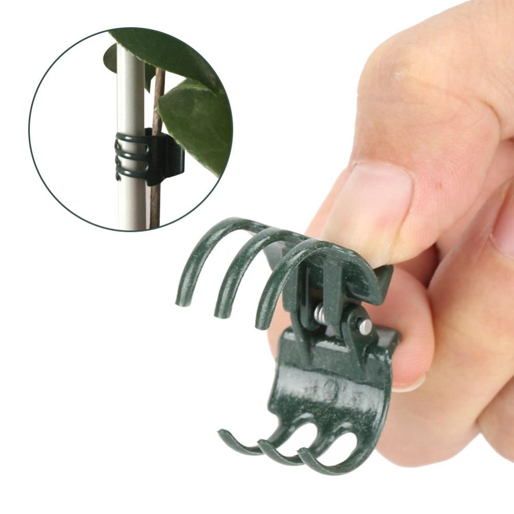 100PCS Plastici Orchid Stem Clips Dark Green Plant Support Clips Durable Plastic Plant Clips