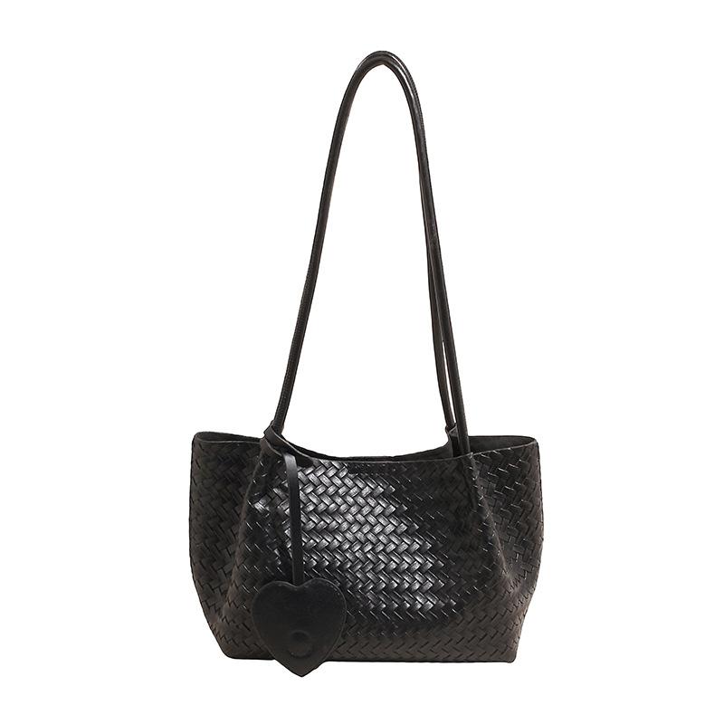 Woven Texture Shoulder Bag with Long Handle and Soft Structure for Summer Casual Wear