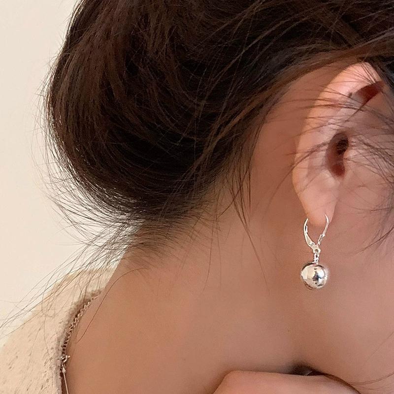 

ANENJERY Серьги-шарики серебристые гладкие круглые для женщин и мужчин, простые, темпераментные, новые ювелирные изделия оптом, для вечеринок, ежедневно серебряный