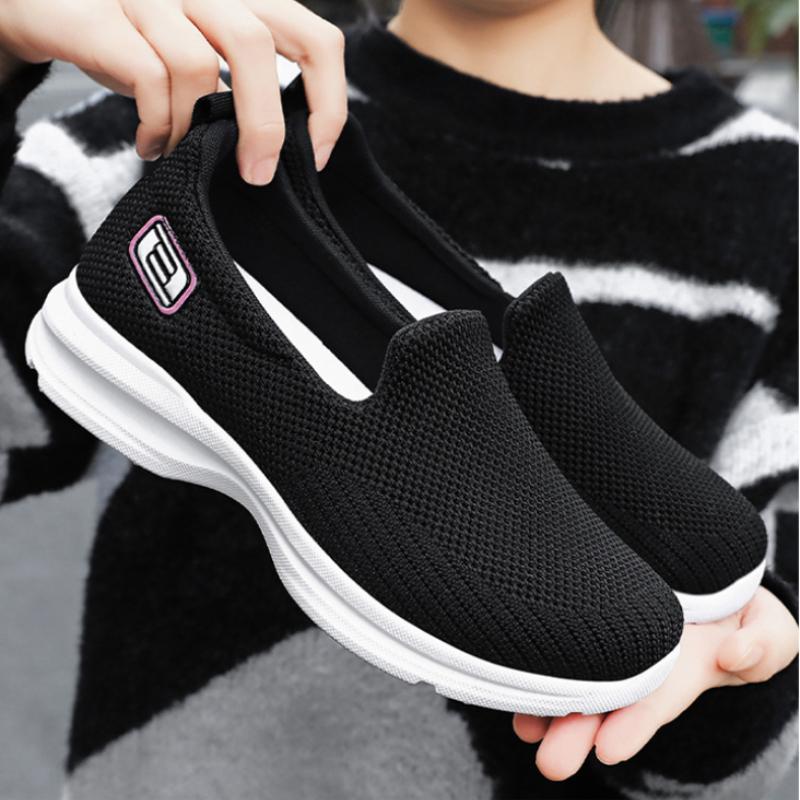 Summer Cloth Shoes, Single Shoes, Shallow Mouth Casual Shoes, Middle-aged and Elderly Solid Color Mother's Shoes