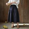 Johnature Women Patchwork Skirts Elastic Waist Solid Color Cloths Spring Casual Skirts