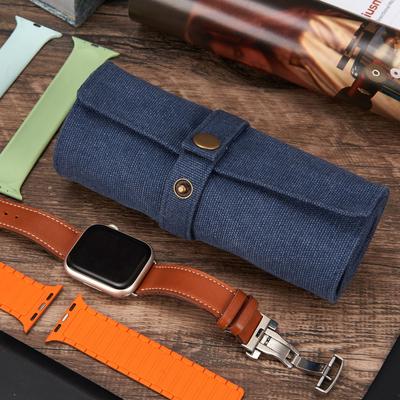 Large Capacity Foldable Watch Band Holder Portable Cotton Canvas Carrying Case for Watch Smartwatch Straps Storage